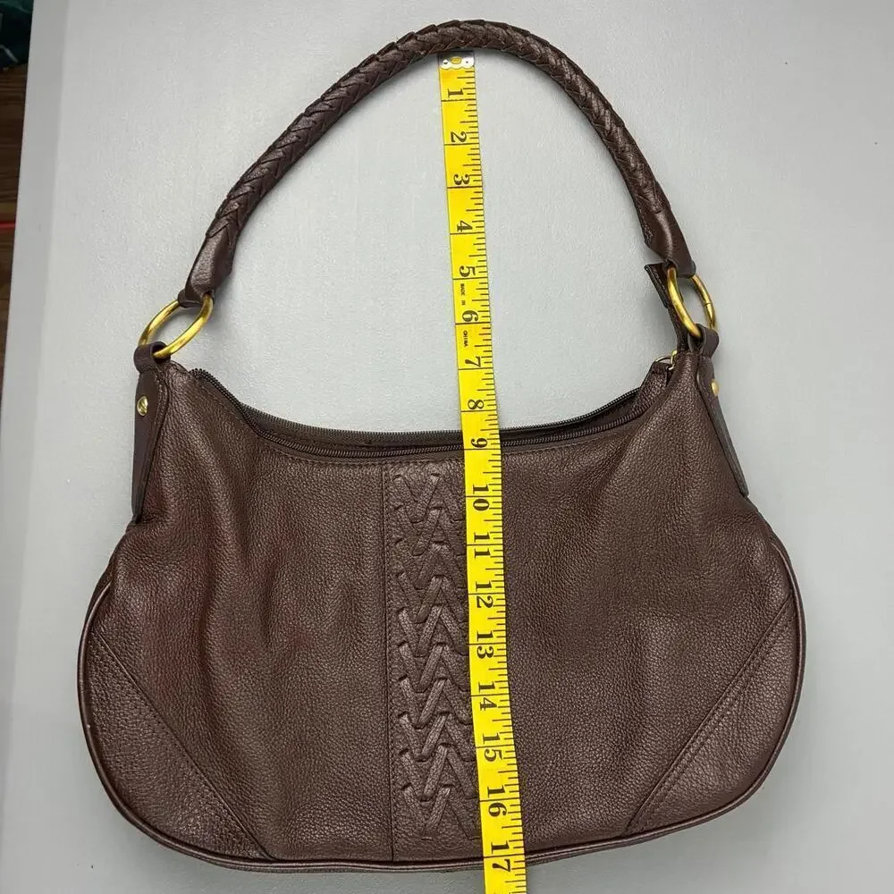 Wilson's Leather Chocolate Brown Handbag Hobo Style with Braided Handle